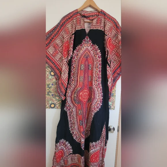 Dresses | 197s Dashiki Dress Kafatan Hippie Boho Festie Angel Arms |  Poshmark